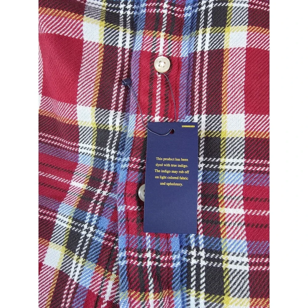 Polo Ralph Lauren Flannel Shirt Men 3XB Red Plaid Indigo RL Untucked Fit